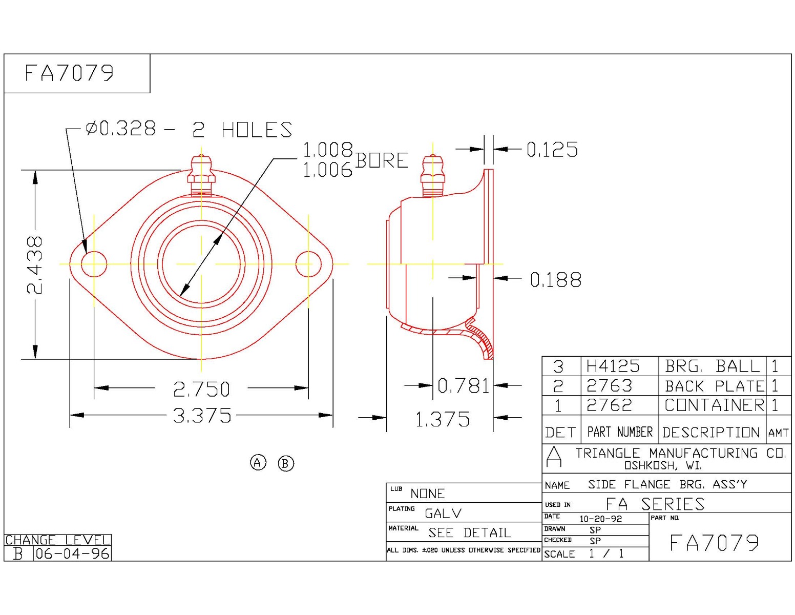 Sintered Bronze with Stamped Steel Ball 2 Bolt Flange Bearing